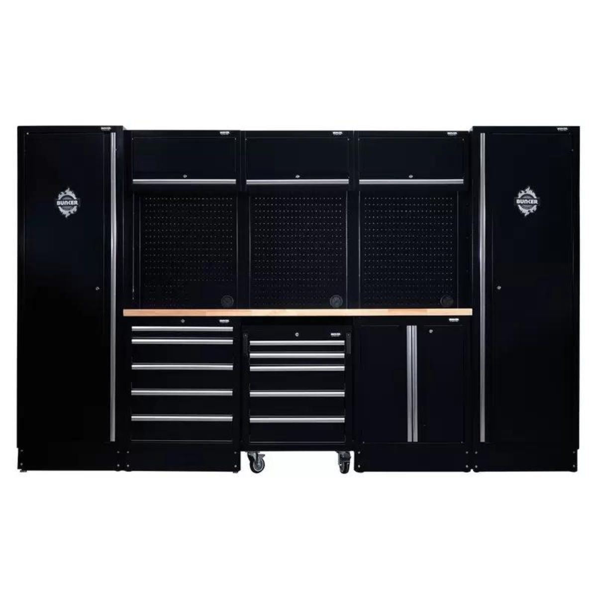 Draper MS400COMBO/16A BUNKER Modular Storage Combo with Hardwood Worktop 16 Piece 04398