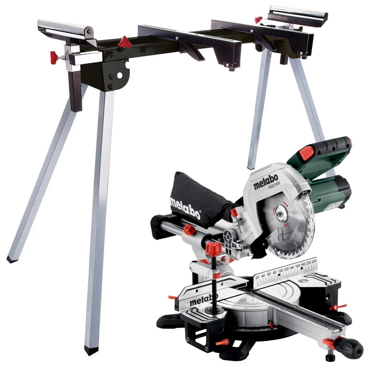Metabo KGS 216MN 216mm Sliding Mitre Saw 110V/1500W With Universal Leg Stand