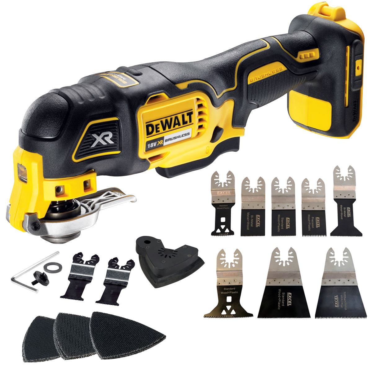 Dewalt DCS355N 18V Brushless Oscillating Multitool with 8 Piece Accessories Set