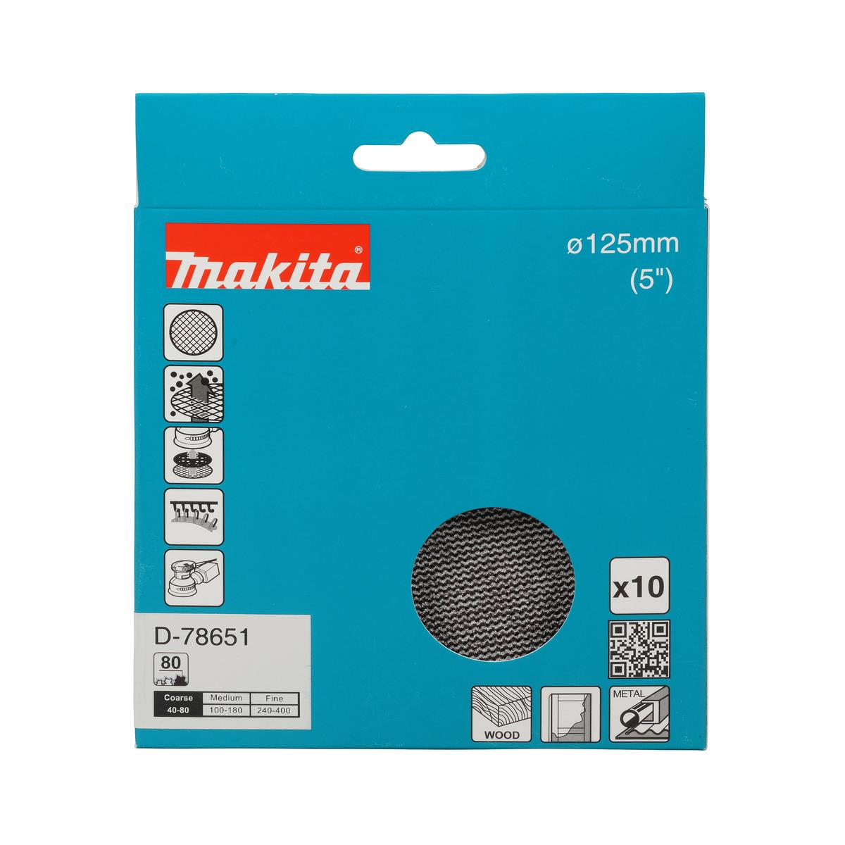 Makita D-78651 Net Sanding Disc 125mm A80 - Pack of 10