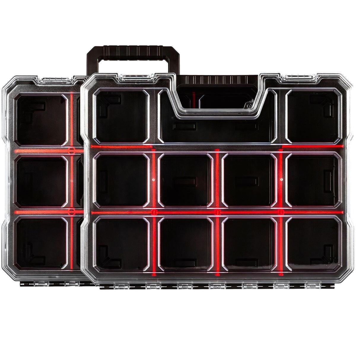 Excel 2-in-1 Tool Organiser Case, Portable Storage with Custom Dividers & Clear Lid