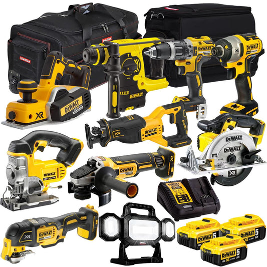 DeWalt DCK10BTSKIT1 18V 10 Piece Power Tool Kit with 3 x 5.0Ah Battery & Charger