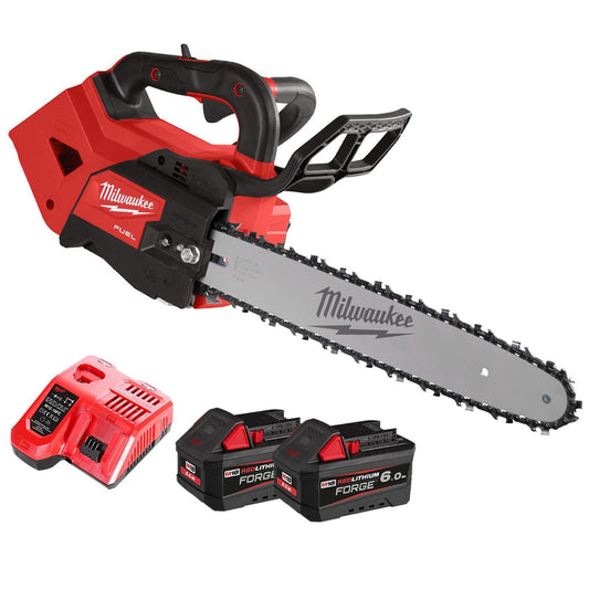 Milwaukee M18FTHCHS35-0 18V FUEL Brushless 35cm Top Handle Chainsaw With 2 x 6.0Ah Battery & Charger