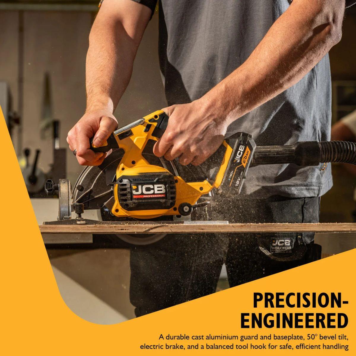 JCB-18PCS-185 18V Circular Saw 185mm & 60mm Cut Depth With 2 Blades Body Only