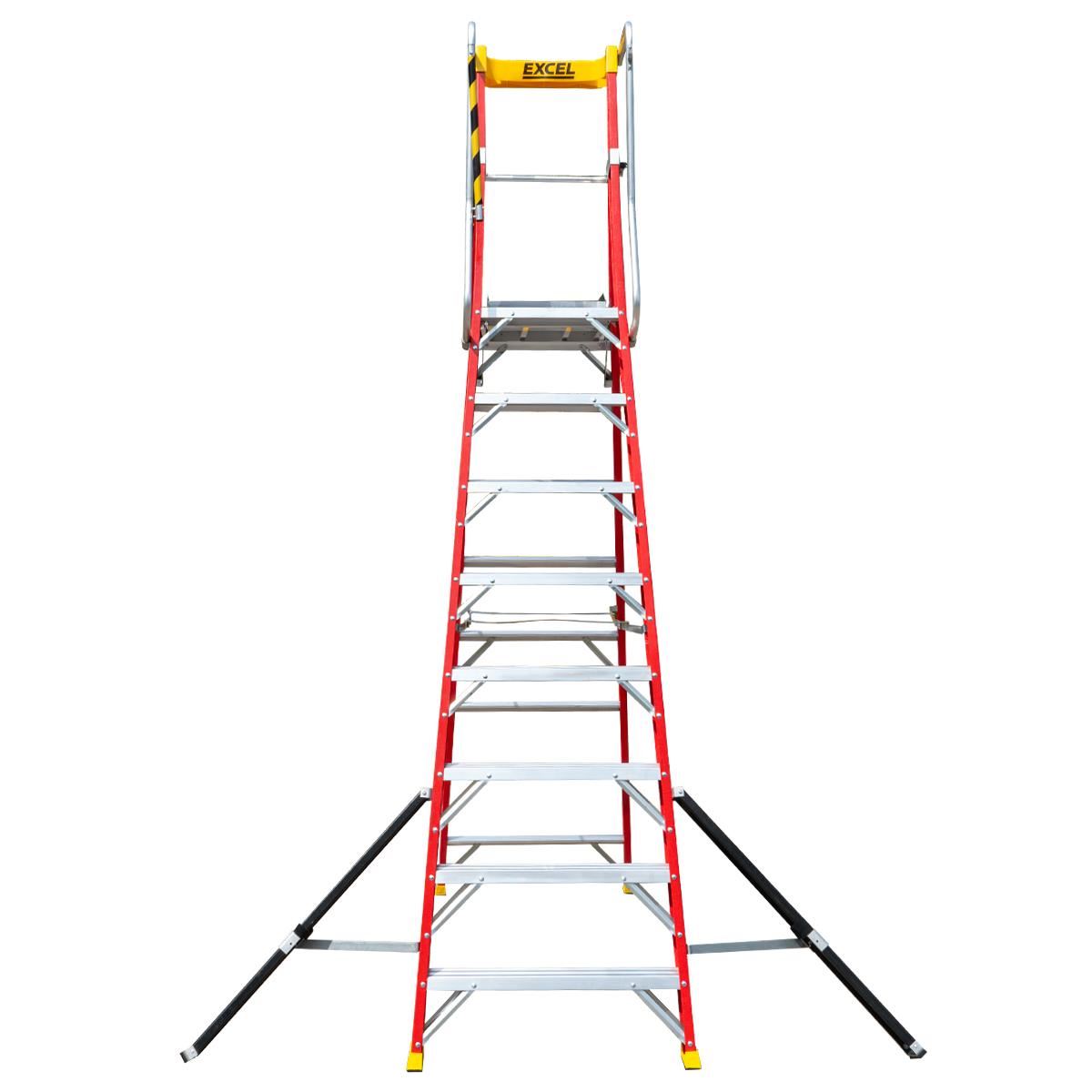 Excel Electricians Fibreglass Podium Step Ladder 8 Tread 3.18m EN131-7 Item Condition Damaged Box - Collection Only