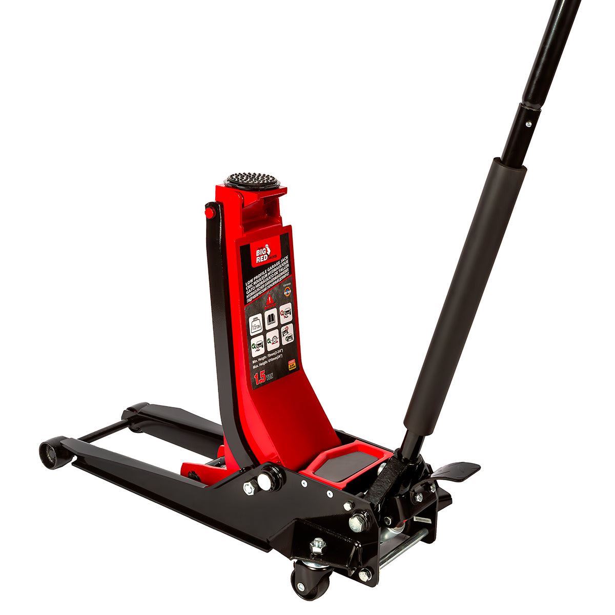 Big Red Torin 1.5-Ton Hydraulic Jack Ultra Low Profile, Lifting Range 70-610 mm Item Condition Box Opened Never Used - Collection Only