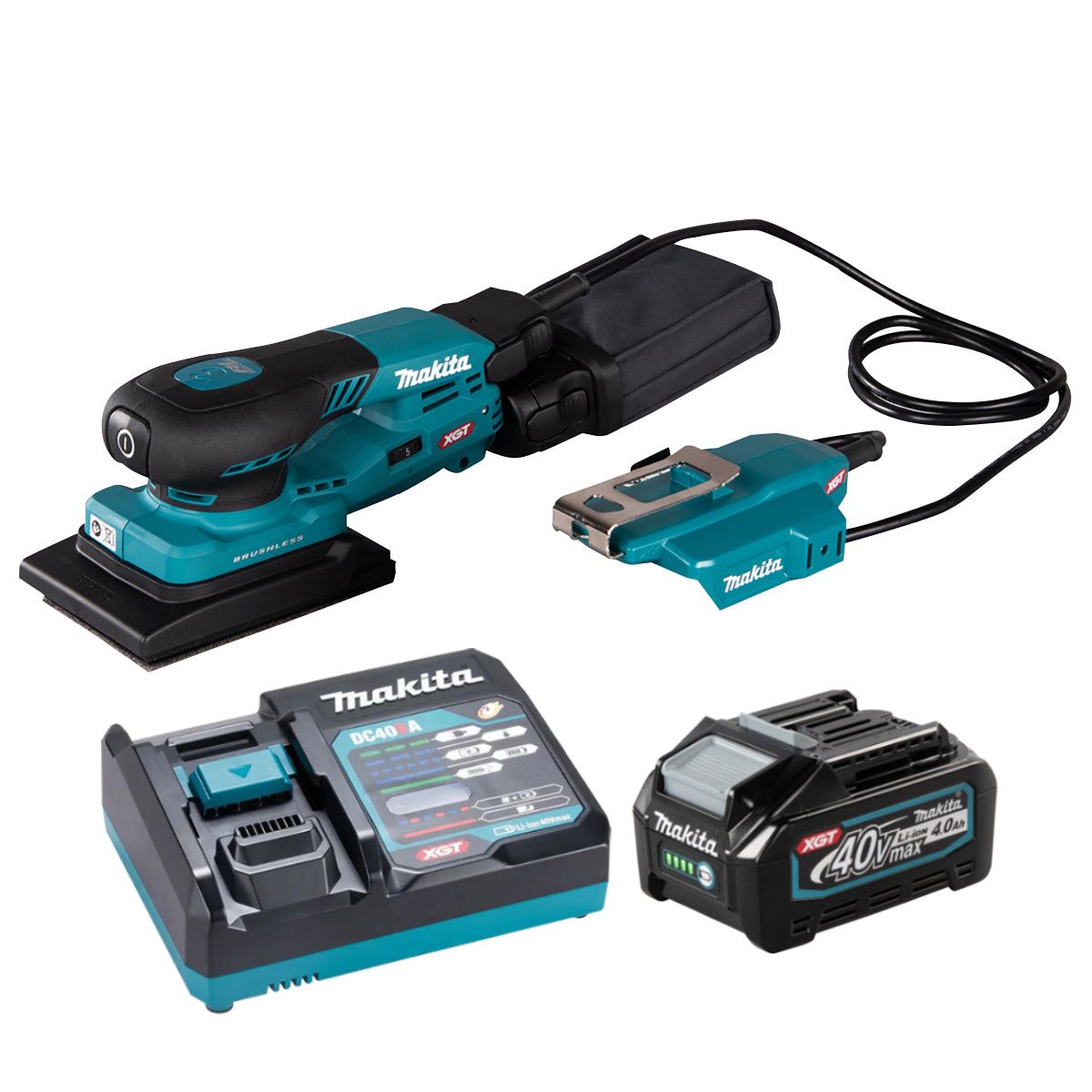 Makita BO005CGZ 40V XGT 80 x 130mm Brushless Orbital Sander with 1 x 4.0Ah Battery & Charger