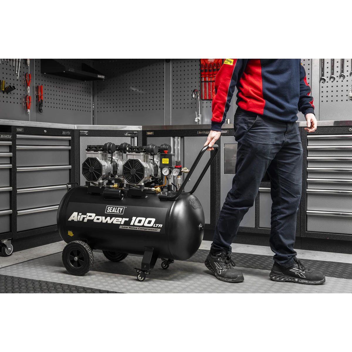 Sealey SAC10001S 100L Oil Free Low Noise Direct Drive Air Compressor 2 x 2hp/230V