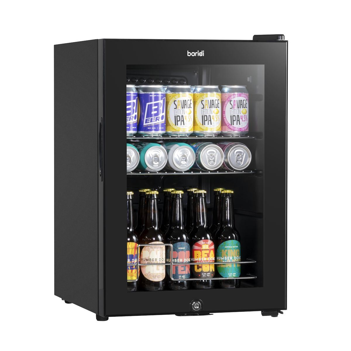 Sealey DH62 Baridi Drinks Fridge with LED Light & Glass Door 60L Black