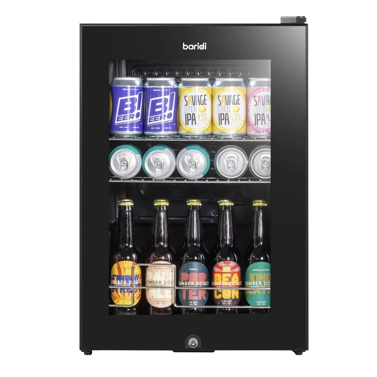 Sealey DH62 Baridi Drinks Fridge with LED Light & Glass Door 60L Black