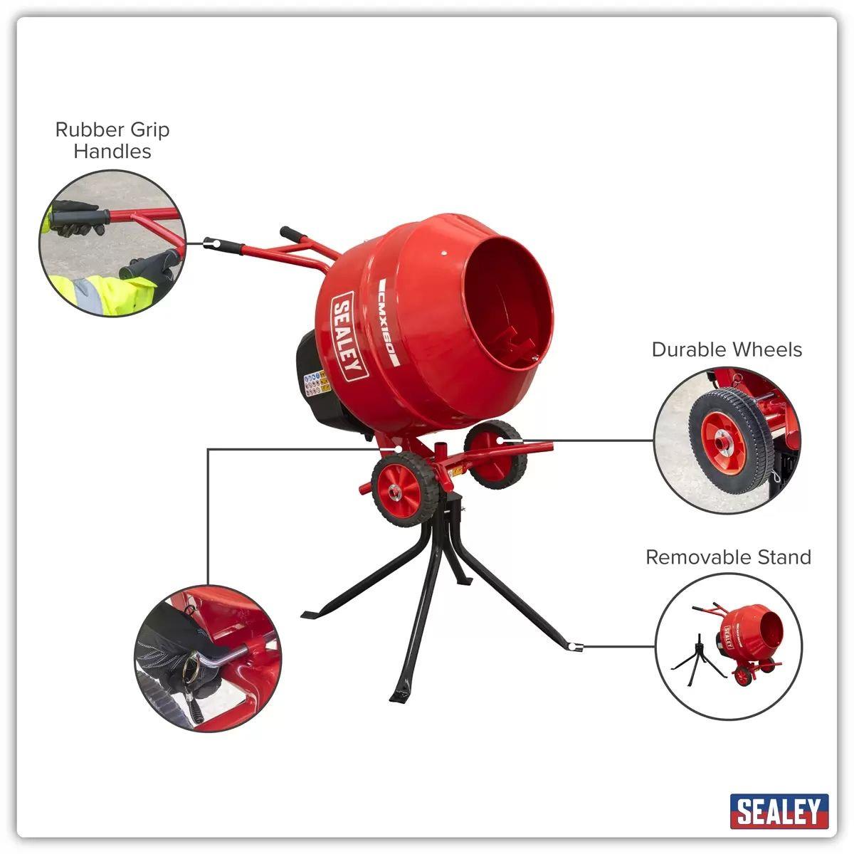 Sealey CMX160 160L Cement Mixer with Stand 230V/650W