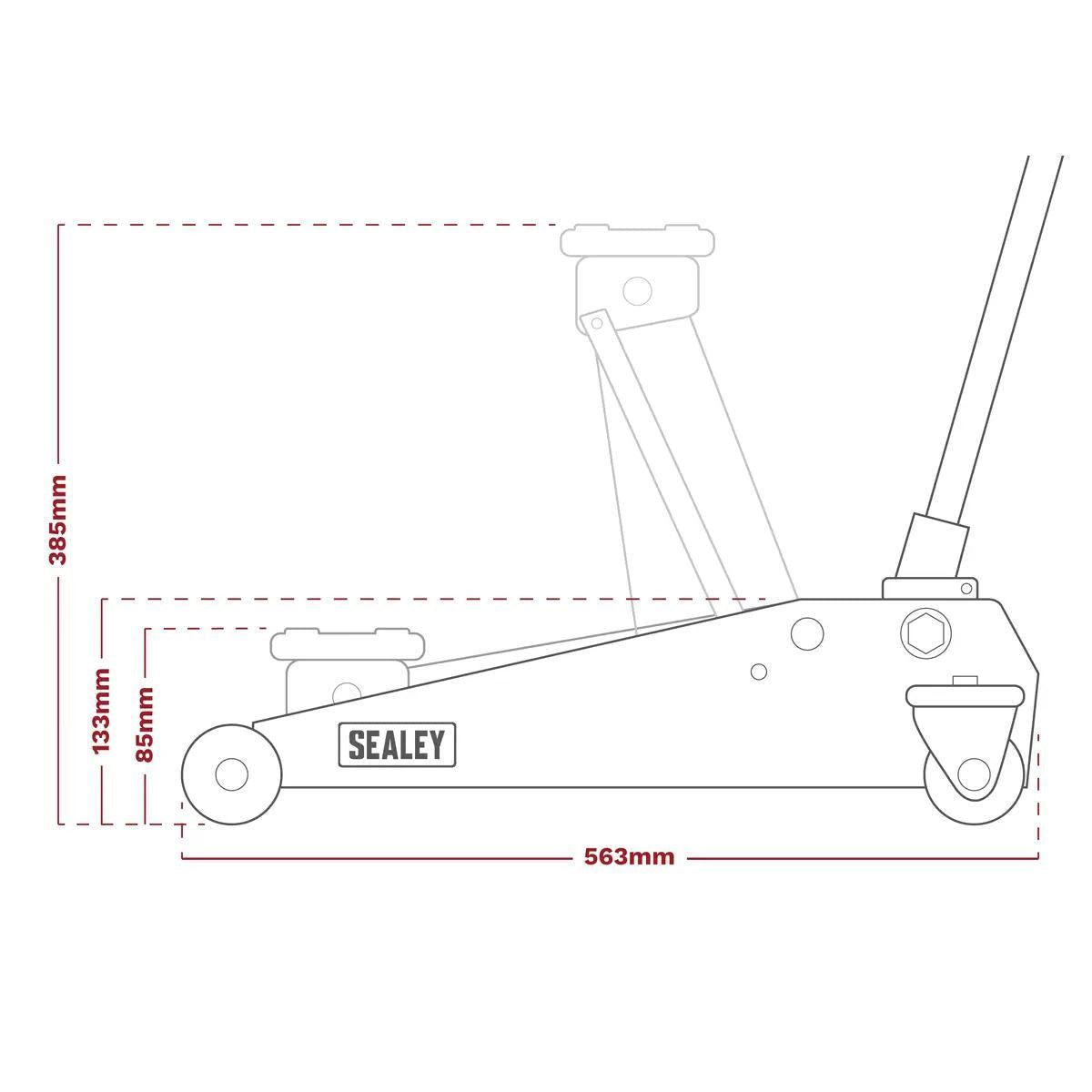 Sealey 1020LEHVBAGCOMBO 2tonne Low Entry Short Chassis Trolley Jack Green