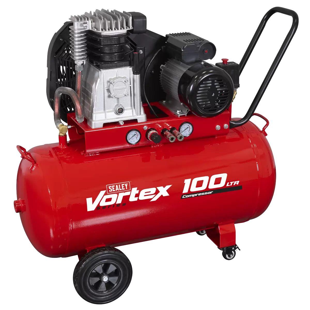 Sealey SAC1103B 100L Belt Drive Compressor with Motor & Cast Cylinders 230V