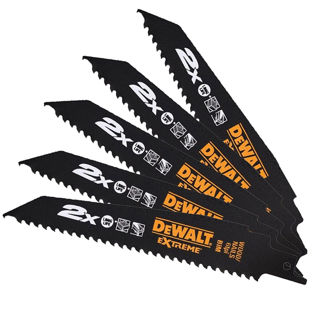 DeWalt 228mm 6TPI Wood & Nail Reciprocating Blades DT2307L-QZ Pack of 5