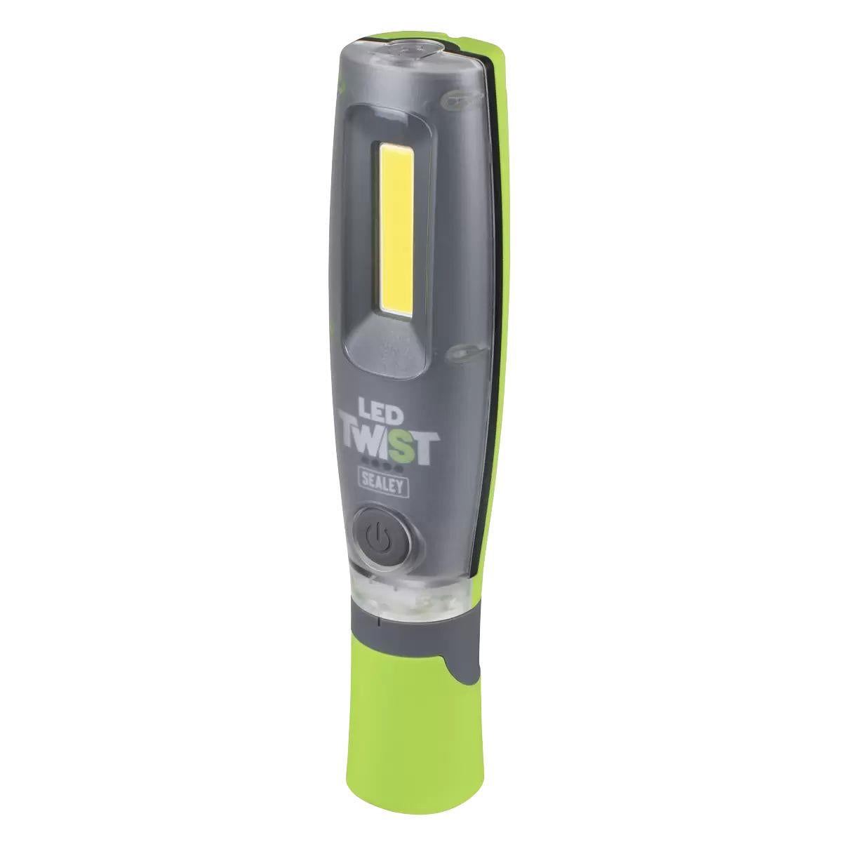 Sealey LED2001GDB LED Twist Rechargeable Inspection Light 16W Cob & 1W Smd Green Display Box of 12
