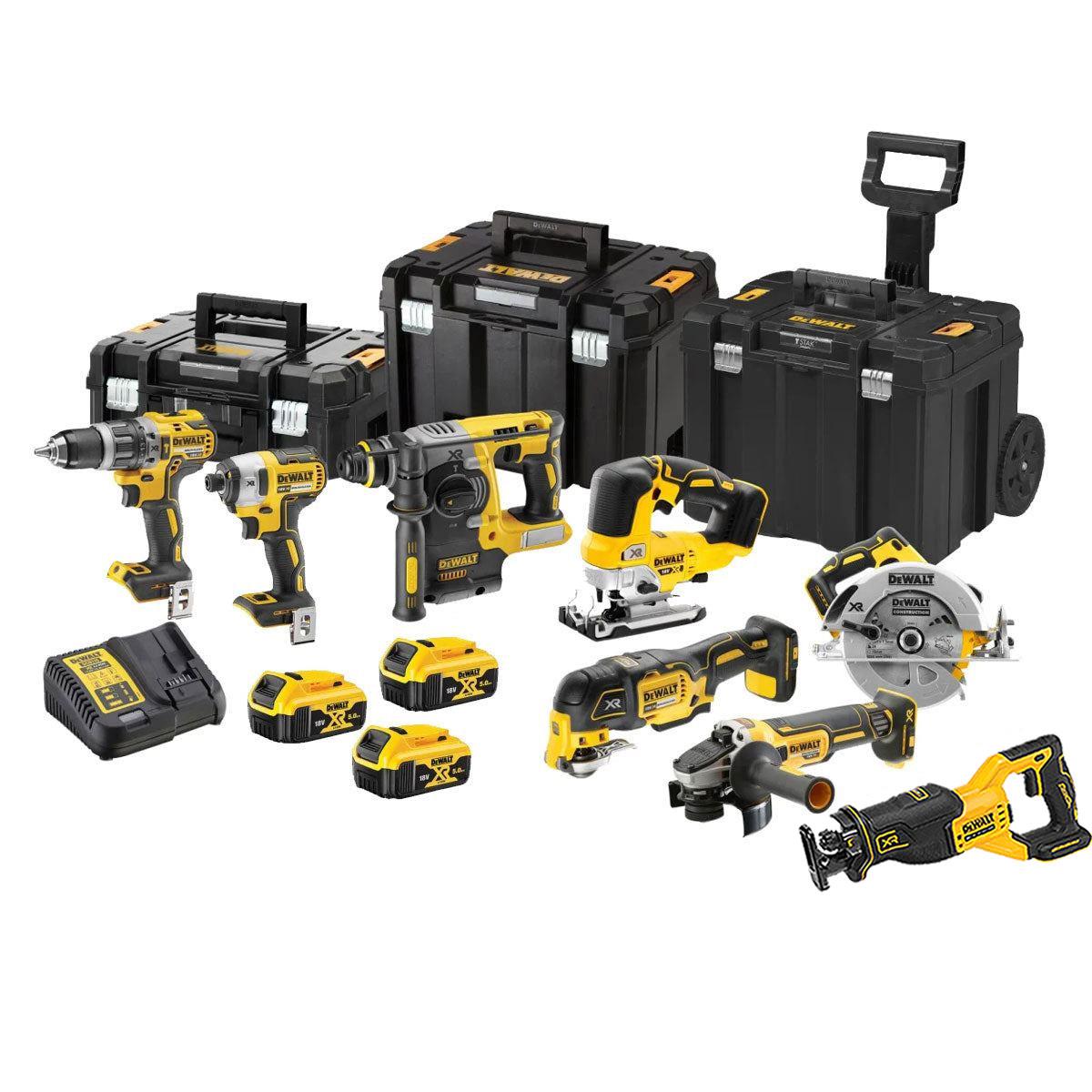 Dewalt DCK755P3T4T5 18V 8 Piece Power Tool Kit with 3 x 5.0Ah Battery Charger & Toolbox