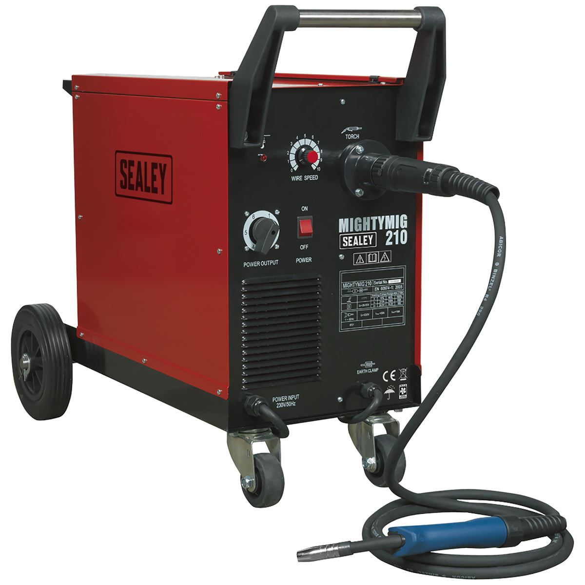 Sealey MIGHTYMIG210 210A Professional Gas/No-Gas MIG Welder with Euro Torch 230V