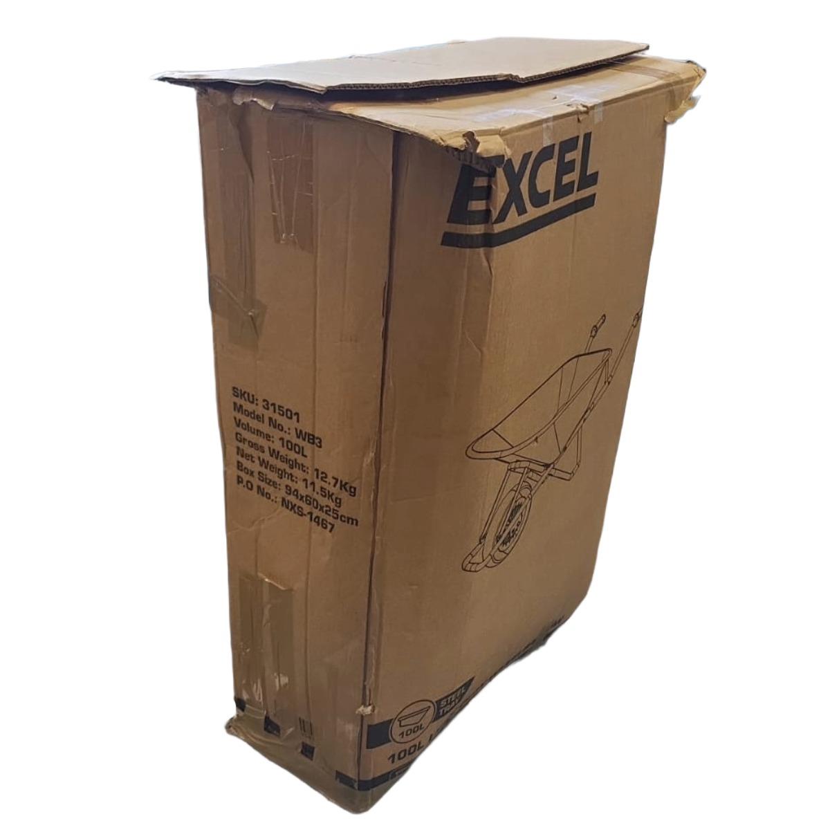 Excel 100L Wheelbarrow with Steel Tray Item Condition Damaged Box