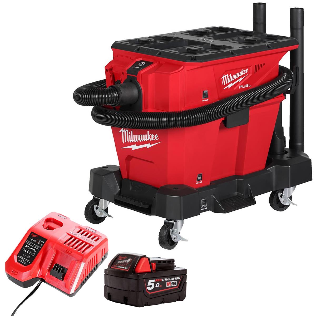 Milwaukee M18FVC23L-0 18V Brushless Wet & Dry Vacuum Cleaner with 1 x 5.0Ah Battery & Charger
