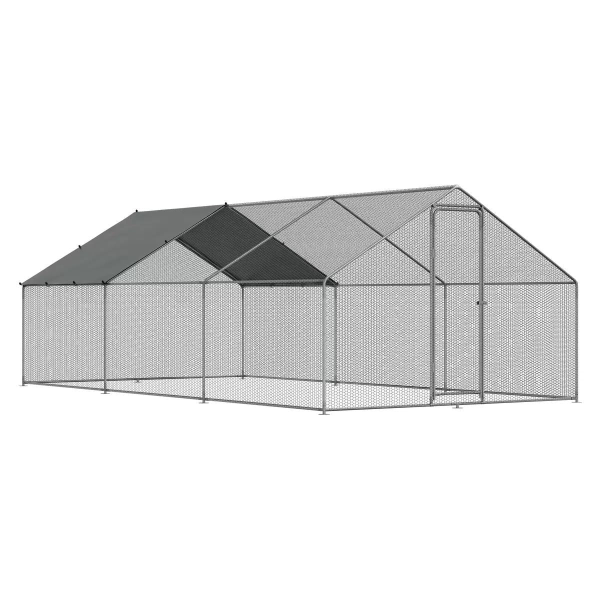 Sealey DG280 Dellonda 3 x 6 x 2m Walk-In Chicken Run, Galvanized Steel, Roof Cover & PVC Coated Chicken Wire