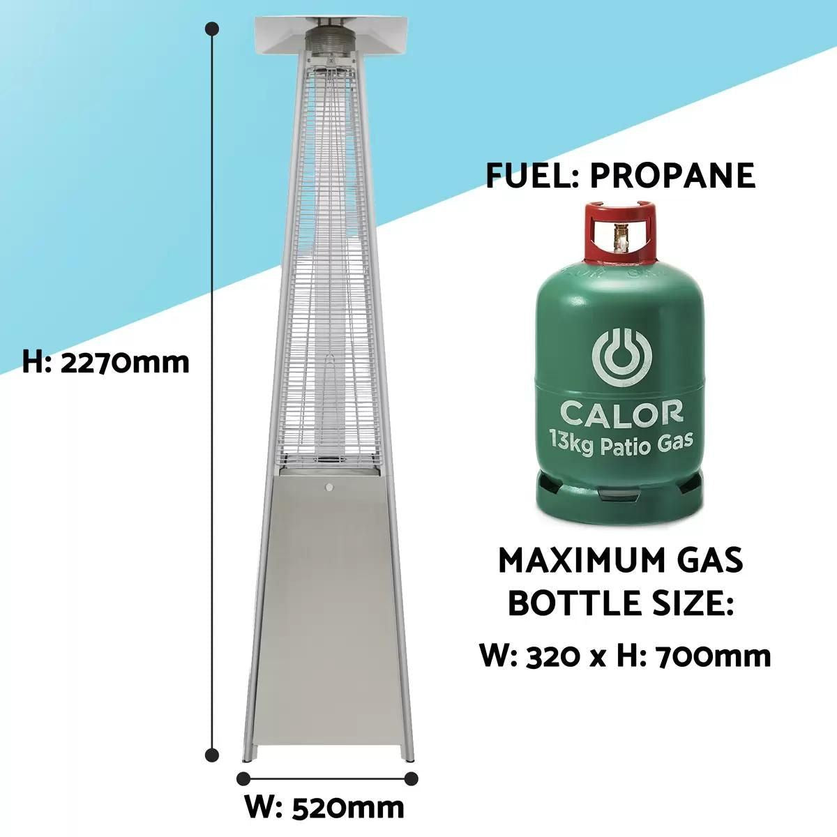 Sealey DG99 Dellonda Stainless Steel Pyramid Gas Patio Heater 13kW