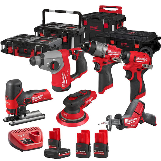 Milwaukee 12V 6 Piece Power Tool Kit with 3 x Batteries T4TKITM - 18497