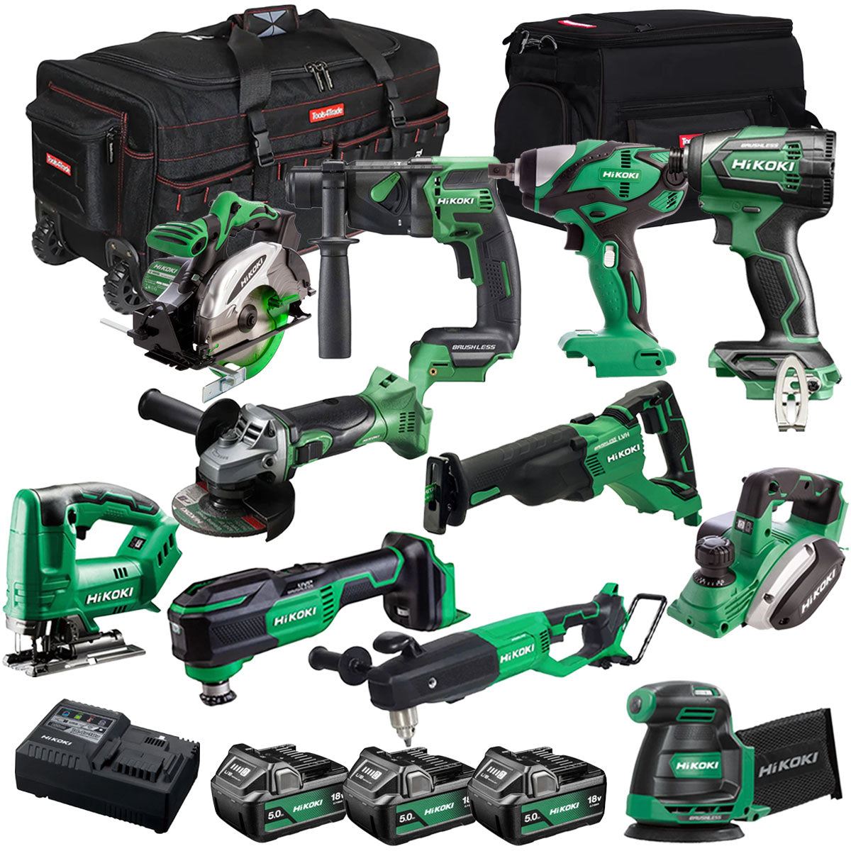 Hikoki 18V 11 Piece Power Tool Combo Kit with 3 x 5.0Ah Battery & Charger T4TKIT-27288