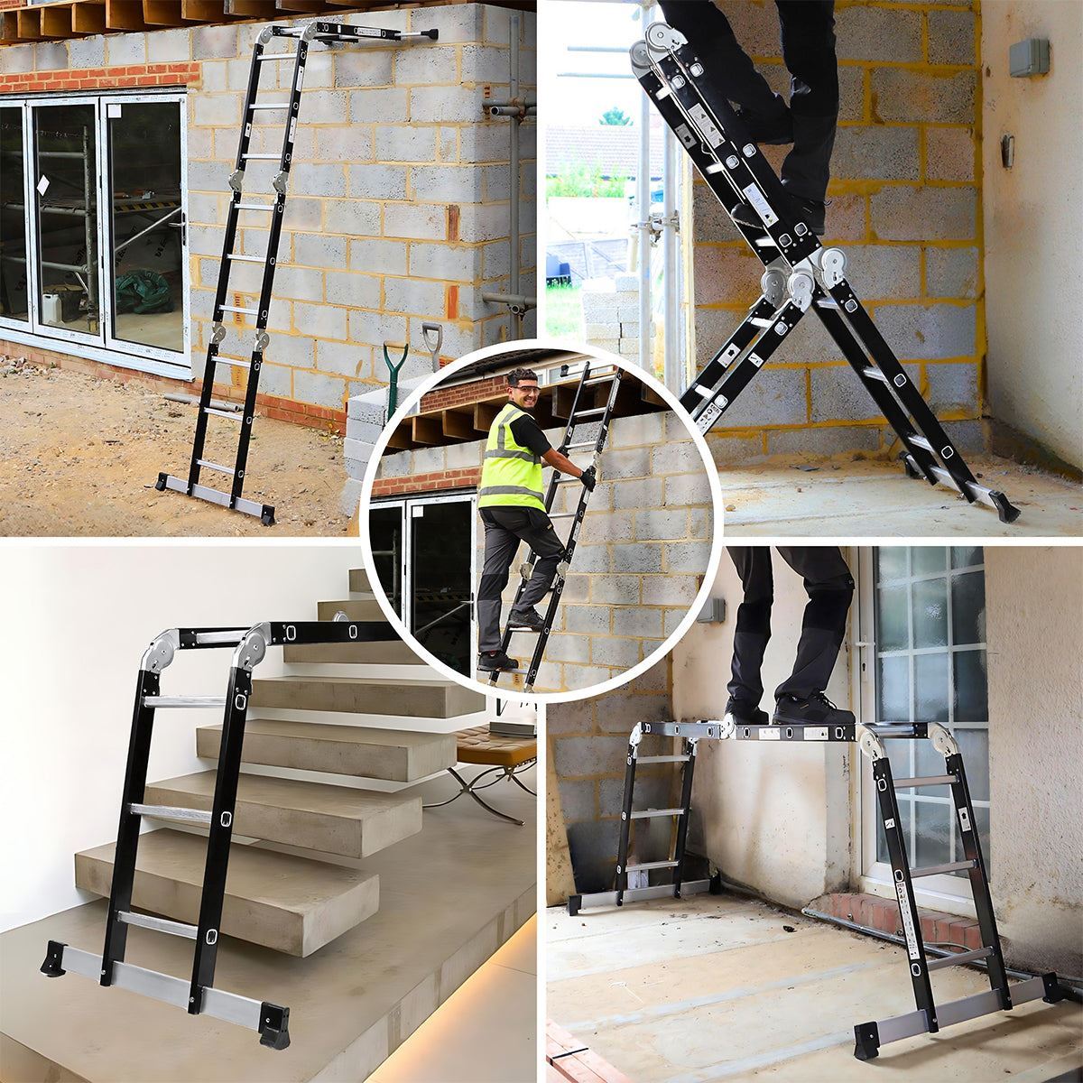 Excel 12 Tread Steel Multi-Purpose Combination Ladder with Platform Item Condition Used