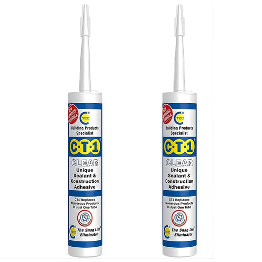 C-TEC CT1 290ml Unique Sealant & Construction Adhesive Clear Pack of 2