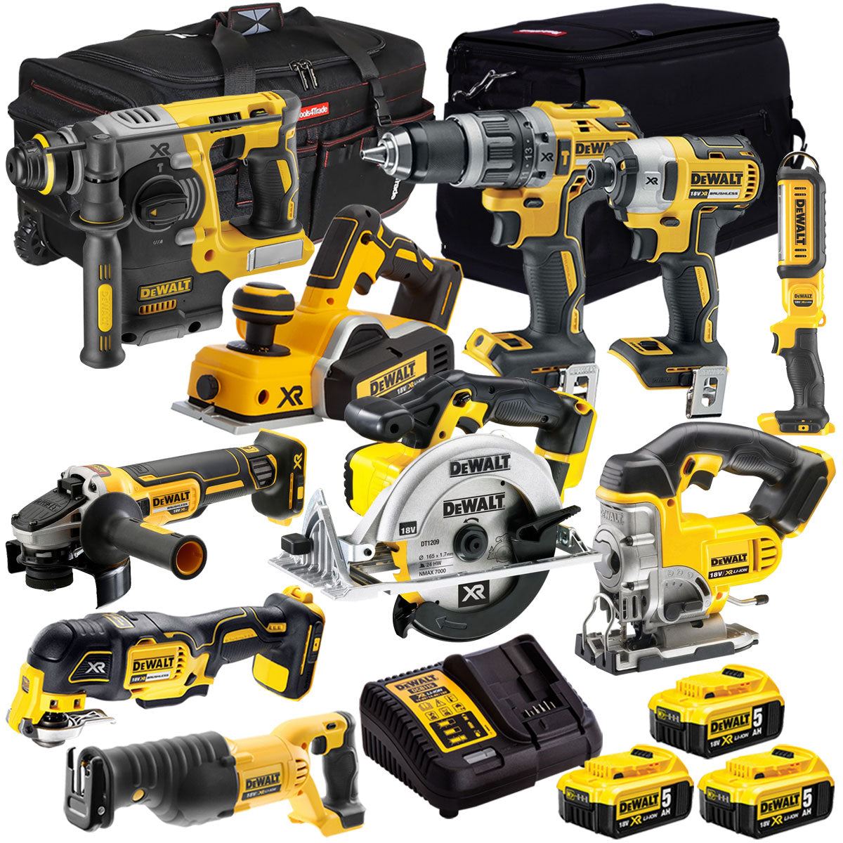 Dewalt 18V 10 Piece Cordless Kit with 3 x 5.0Ah Battery & Charger T4TKIT-7319