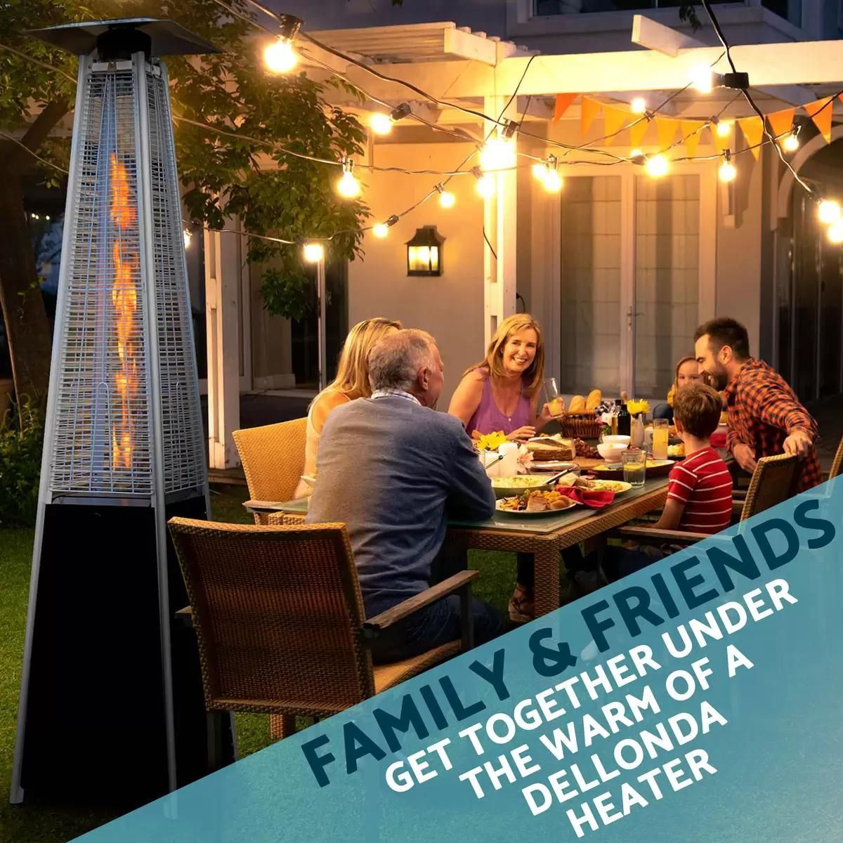Sealey DG98 Dellonda Black/Stainless Steel Pyramid Gas Outdoor Patio Heater 13kW