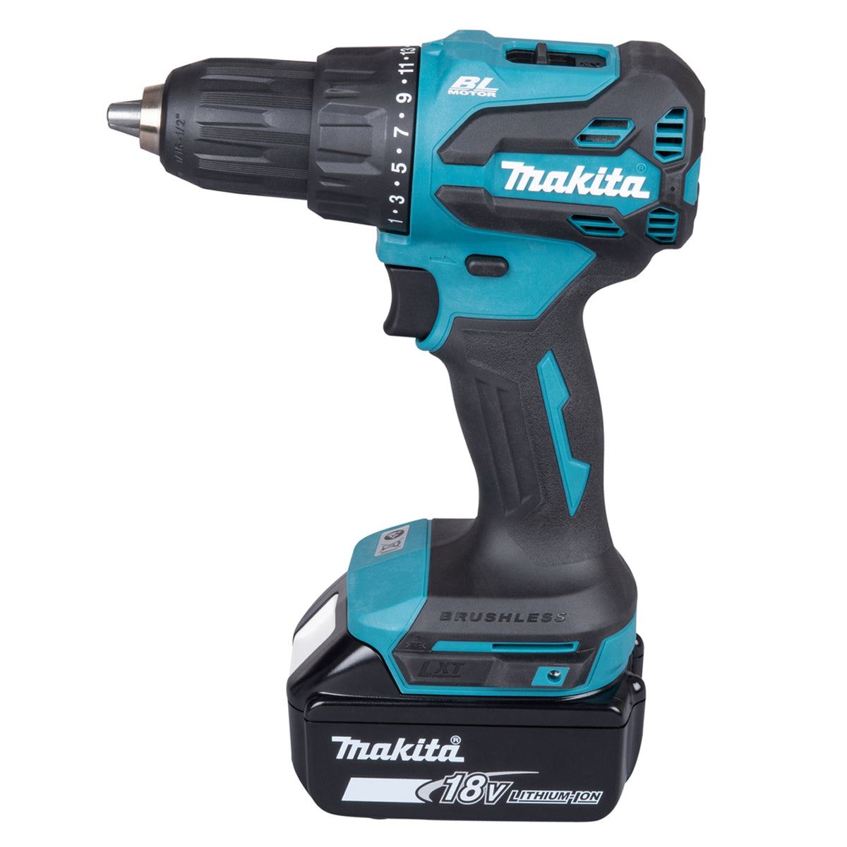Makita DHP490RT1J 18V LXT Brushless Combi Drill With 1 x 5.0Ah Battery, Charger In Case