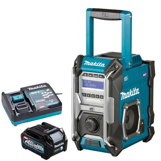 Makita MR003GZ 40V XGT FM/DAB/DAB+ Jobsite Radio Blue with 1 x 2.5Ah Battery & Charger