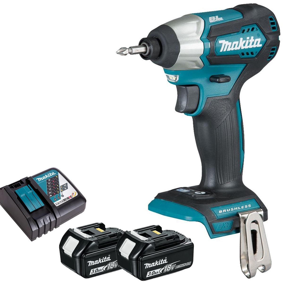 Makita DTD155Z 18V Brushless Impact Driver with 2 x 3.0Ah Battery & Charger