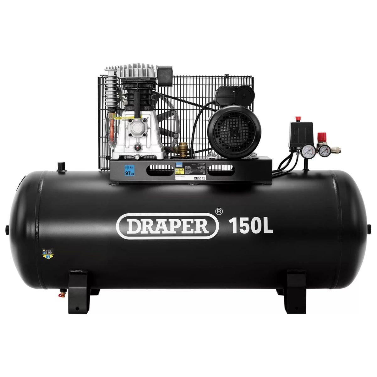 Draper DA150/369S 150L Stationary Belt-Driven Air Compressor 2.2kW/230V 55304