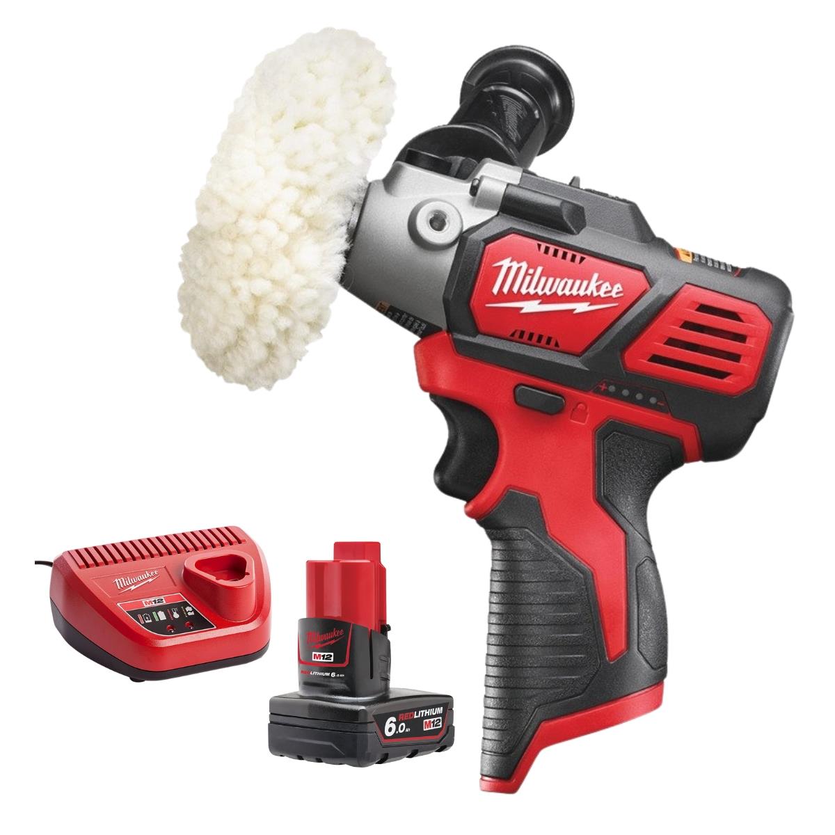 Milwaukee M12BPS-0 12V Compact Polisher / Sander With 1 x 6.0Ah Battery & Charger