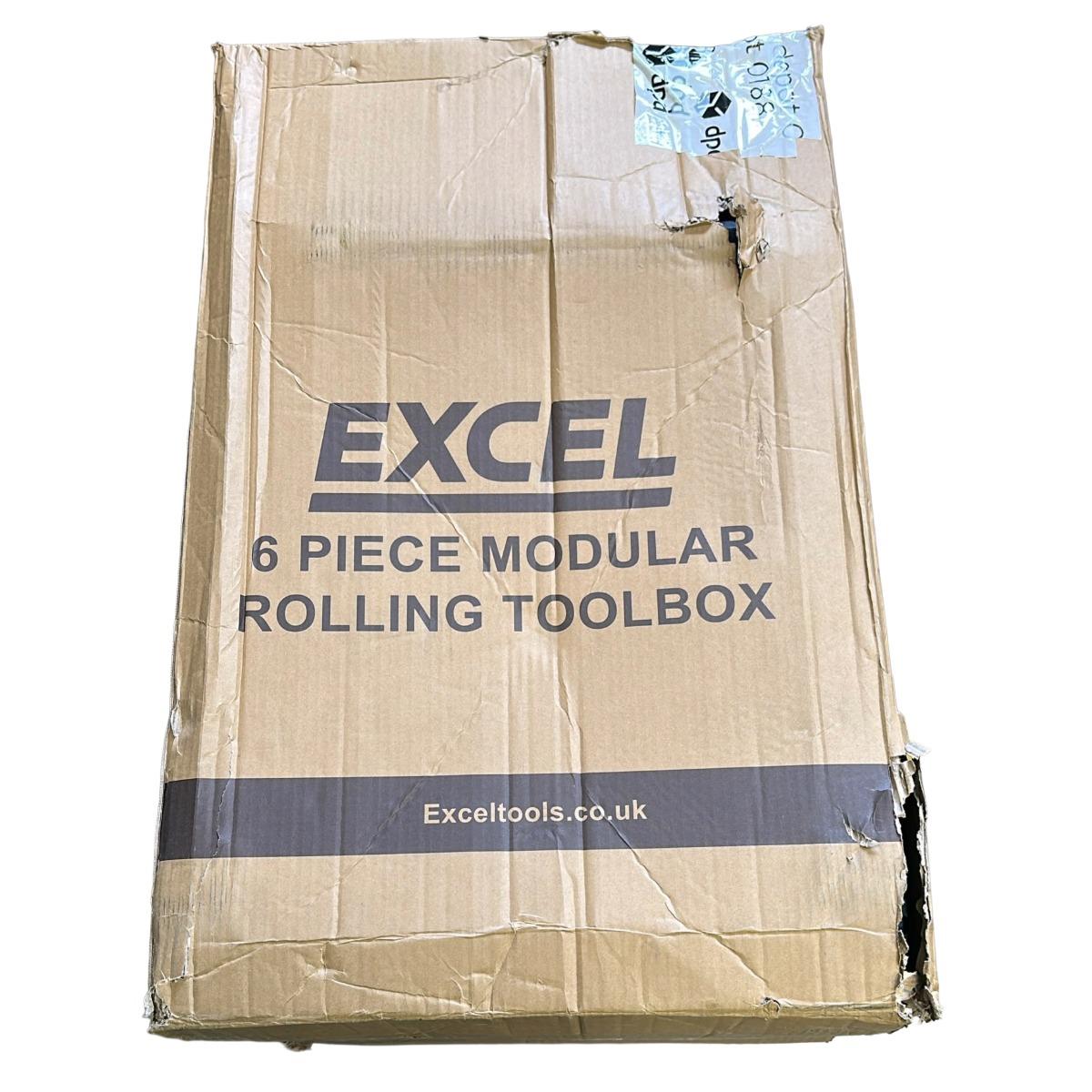 Excel Modular Tool Box Heavy Duty Mobile Storage 6 Piece Set with Organiser & Wheels Item Condition Damaged Box