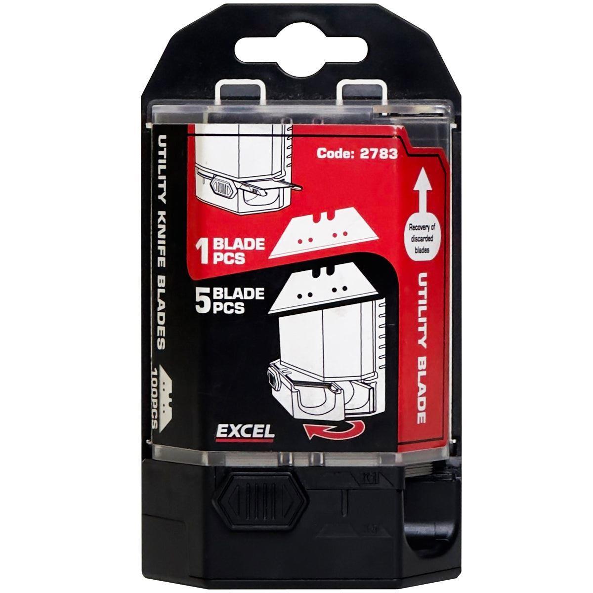 Excel Auto Reload Utility Knife & 5 Blades with Dispenser 100 Piece