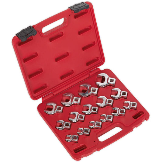Sealey AK59891 Crow's Foot Open-End Spanner Set 3/8"Sq Drive 15pc