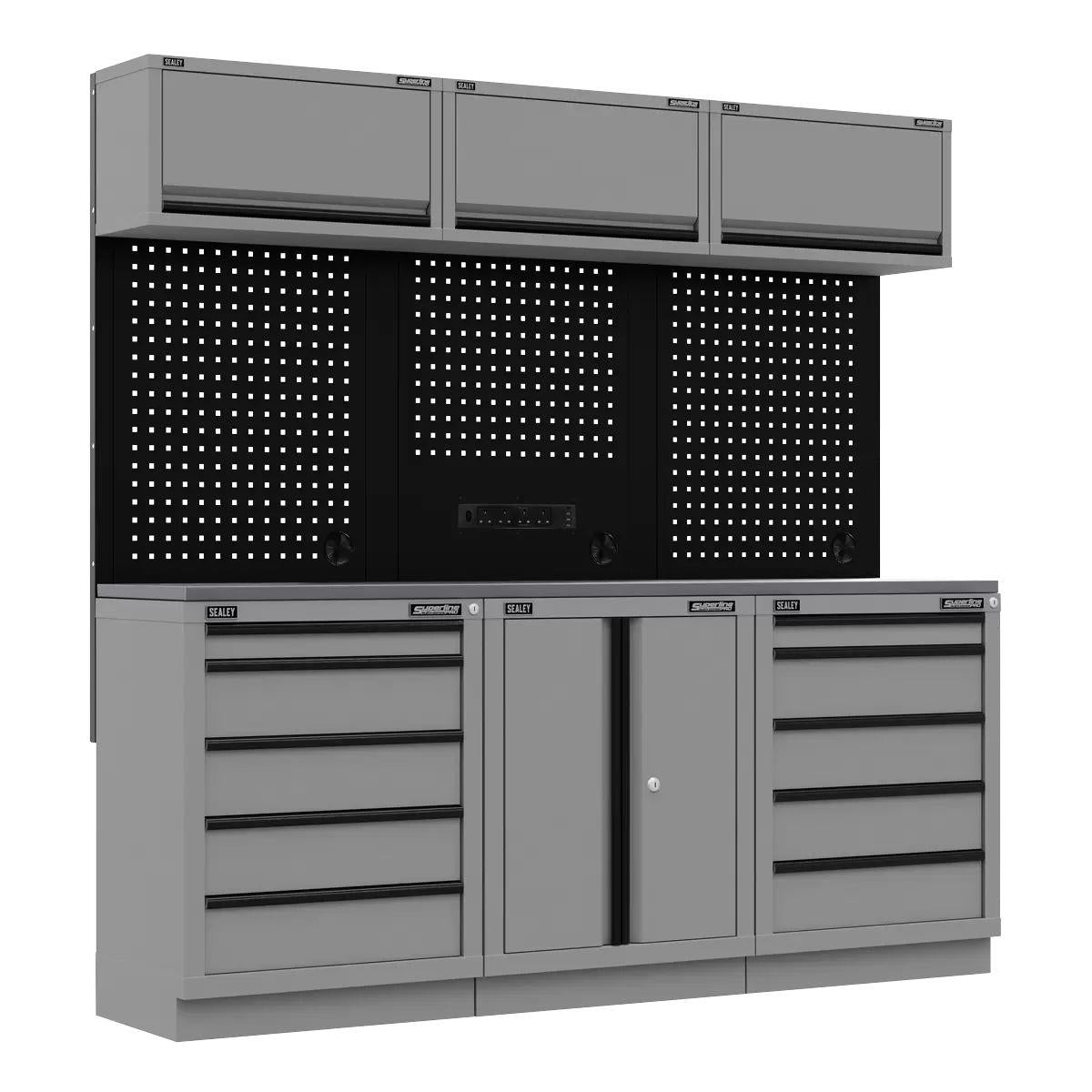 Sealey APMSBESTACK04SS Superline PRO Black Edition Storage System with Stainless Worktop 2.04m