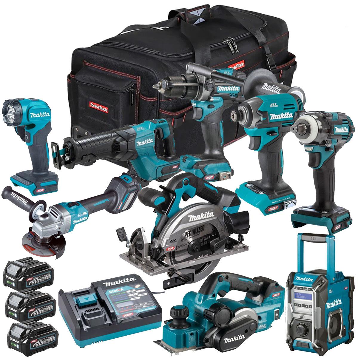 Makita 40V XGT 9 Piece Brushless Power Tool Kit with 3 x 2.5Ah Battery T4TKIT-16043