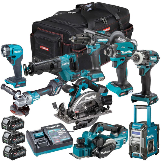Makita 40V XGT 9 Piece Brushless Power Tool Kit with 3 x 2.5Ah Battery T4TKIT-16043