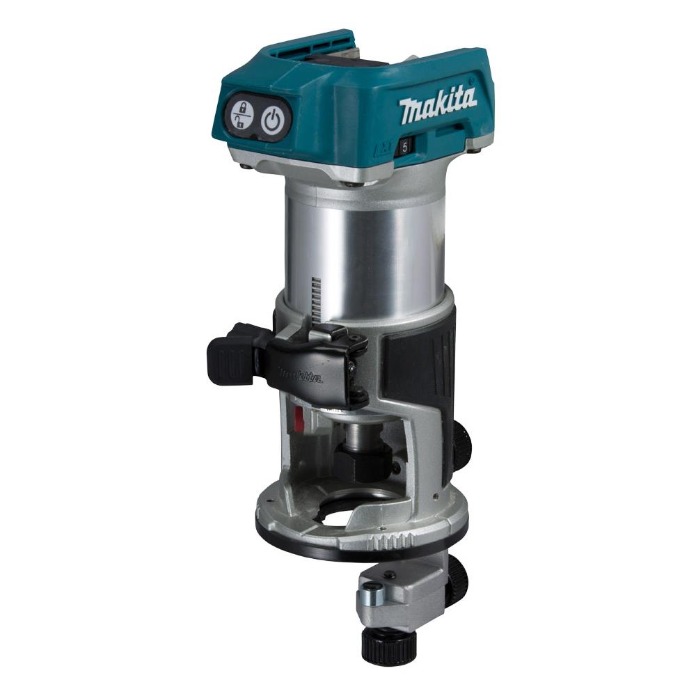 Makita DRT50ZX4 18V LXT Li-ion Brushless Router Trimmer With Plunge Router Base & Dust Extraction Nozzle Set