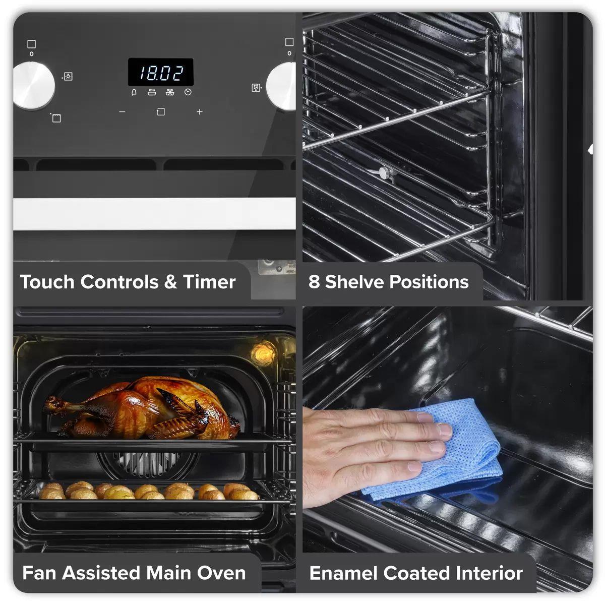 Sealey DH279 Baridi 90cm Built-In Double Oven, 88L Capacity, Energy Rating A Black 240V
