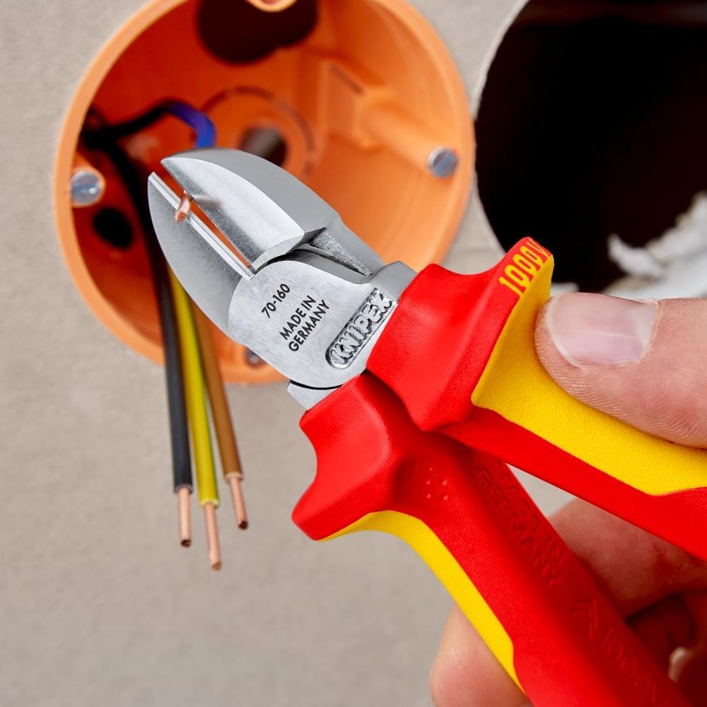 Knipex 160mm VDE Insulated Diagonal Cutter with Multi-Component Grip 70 06 160 SB