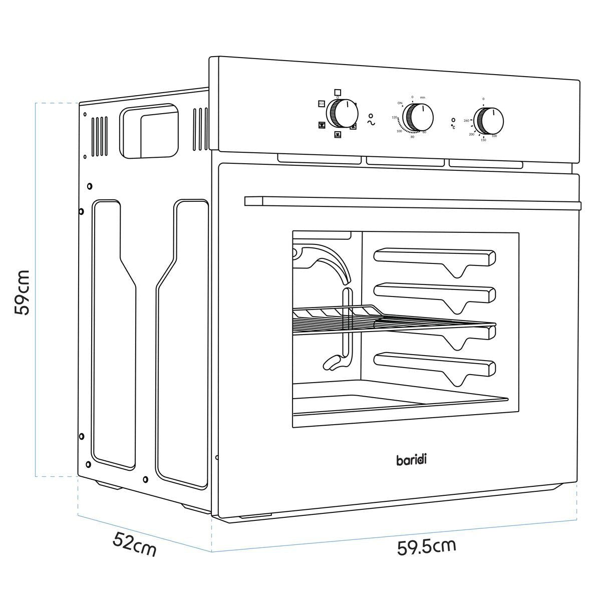 Sealey DH110 Baridi Built-In 5-Function Fan Assisted Oven with Timer 60cm, 55L Capacity