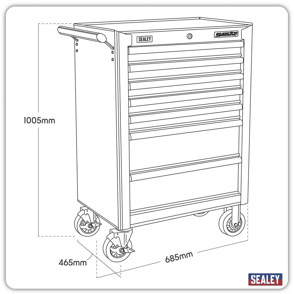 Sealey AP26479TC Rollcab 7 Drawer with Ball Bearing Runners Blue