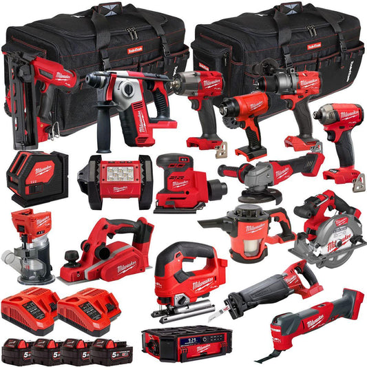 Milwaukee 18V 18 Piece Combo Kit with 4 x 5.0Ah Battery & Charger T4TKIT-32216