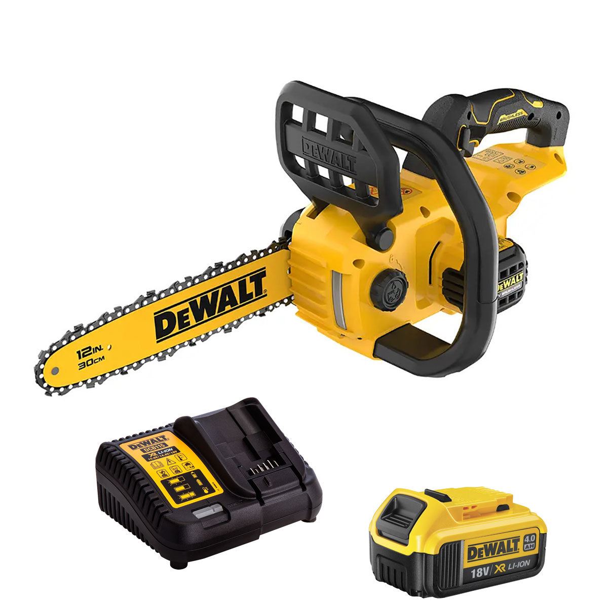 Dewalt DCMCS565N-XJ 18V XR Brushless 30cm Chainsaw with 1 x 4.0Ah Battery & Charger