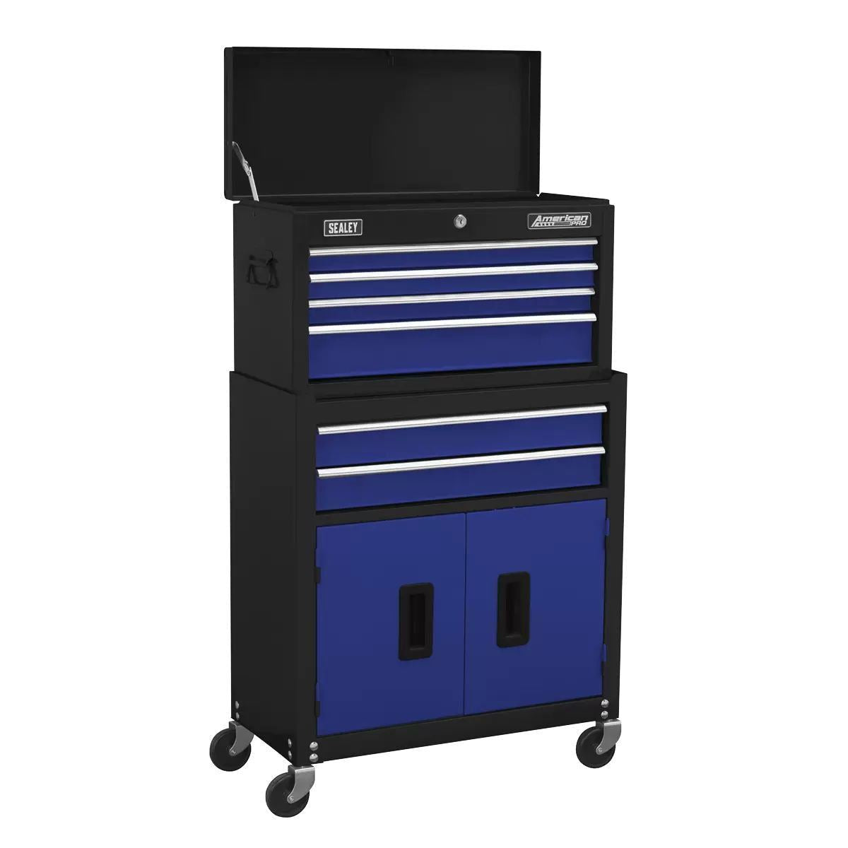 Sealey AP22B 6 Drawer Topchest & Rollcab Combination with Ball-Bearing Slides-Blue